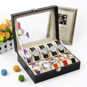 10 Compartments High-grade Leather Watch Collection Storage Box