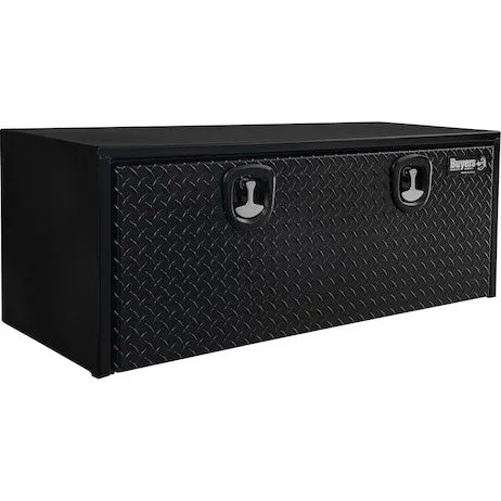 1702510 -GLOSS BLACK STEEL UNDERBODY TRUCK TOOL BOX WITH ALUMINUM DOOR