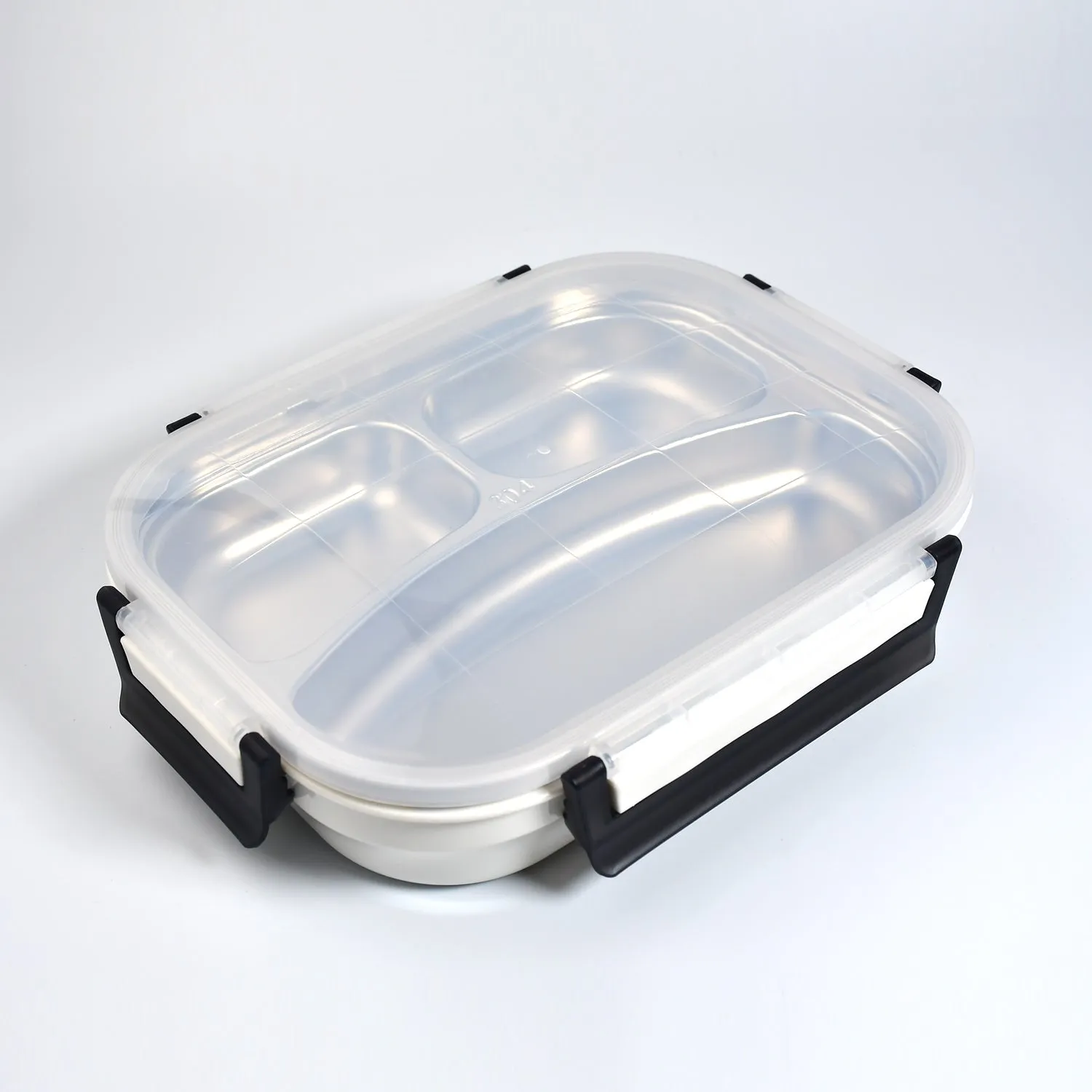 2980 White Transparent Lunch Box for Kids and adults, Stainless Steel Lunch Box with 3 Compartments.