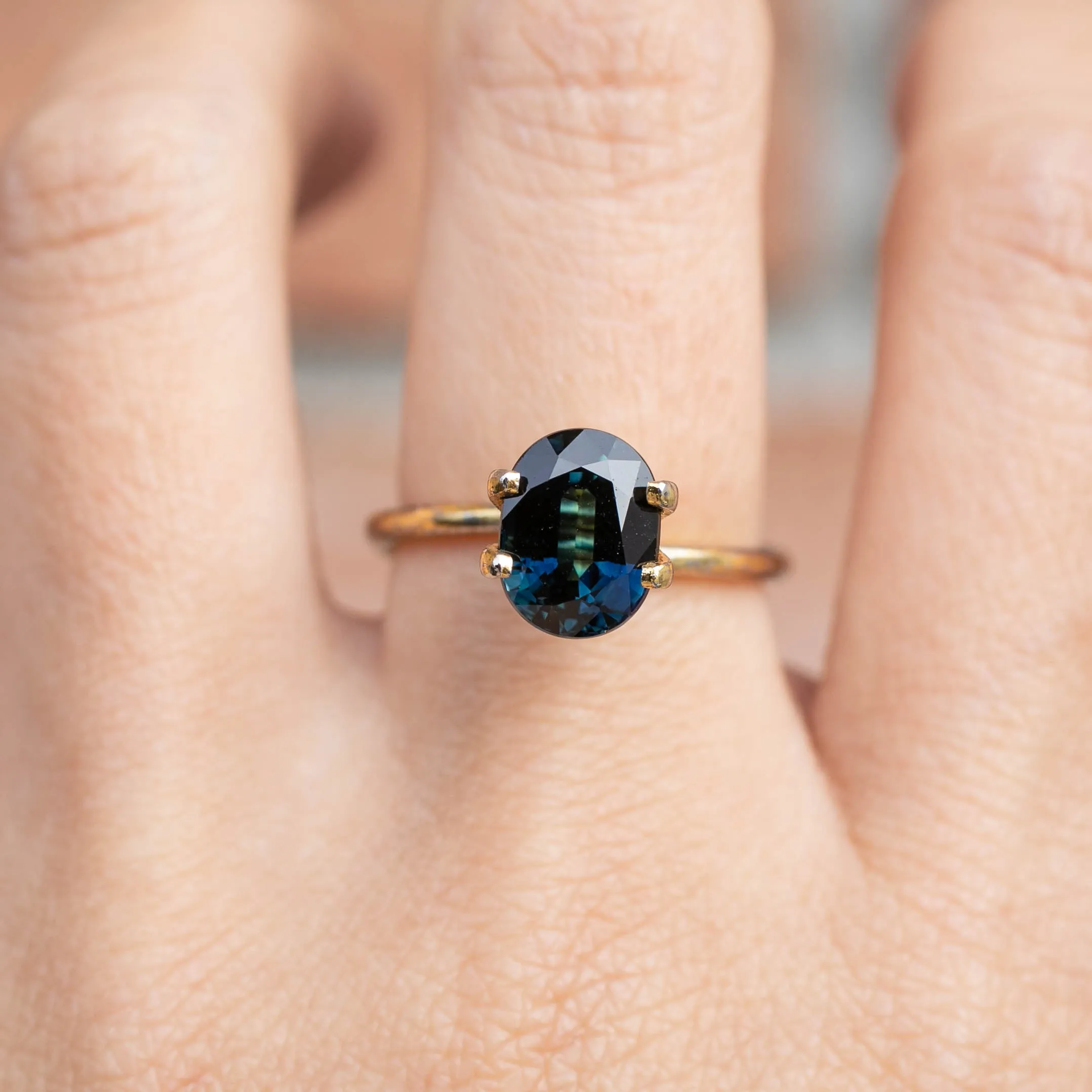 3.06ct Oval Cut Teal Blue Sapphire