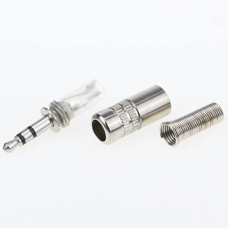 5 pcs 3.5mm 3-Pole Stereo Metal Plug Connector 3.5 Plug &amp; Jack Adapter With Soldering Wire Terminals 3.5mm Stereo Plug