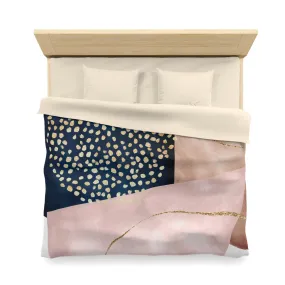 Abstract Boho Duvet Cover | Blush Pink, Beige, Navy Blue Watercolor