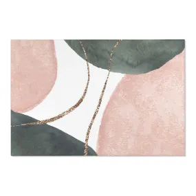 Abstract Boho Rectangle Area Rug | Modern Blush Pink, Sage Green