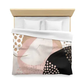 Abstract Duvet Cover | Black, Blush Beige Pink