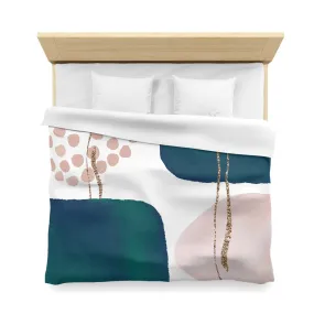 Abstract Duvet Cover | Blush Pink, Sea Forest Green