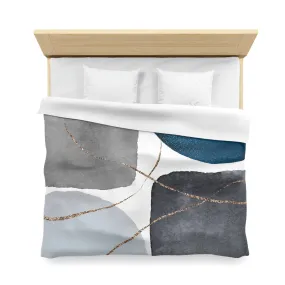 Abstract Duvet Cover | Grey, Pale Indigo Blue