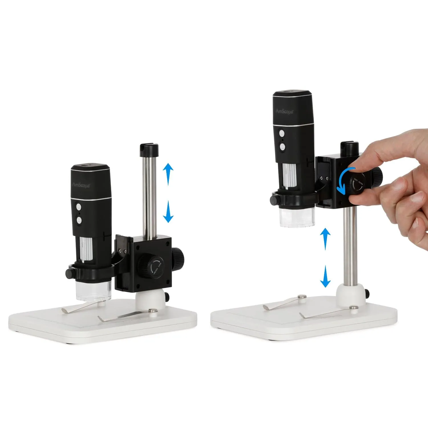 AmScope HHD Series 2.0MP Wi-Fi & USB Handheld Microscope 50X-1000X Magnification on Table Stand with LED Illumination