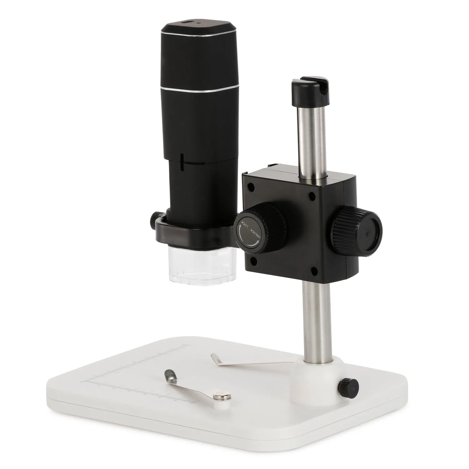 AmScope HHD Series 2.0MP Wi-Fi & USB Handheld Microscope 50X-1000X Magnification on Table Stand with LED Illumination