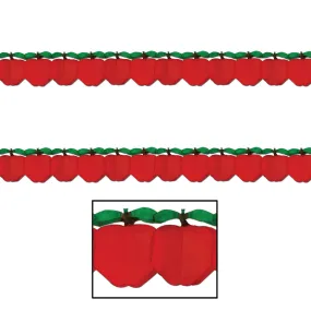 Apple Tissue Garland for Classrooms and Fall Decorations, 12 Feet Long (Pack of 2)