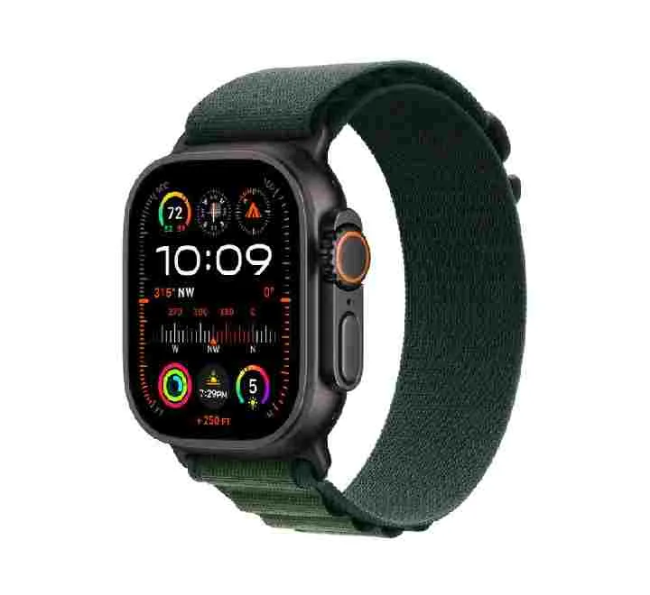 Apple Watch Ultra 2 GPS   Cellular, 49mm Black Titanium Case with Dark Green Alpine Loop – MX4T3 (L)