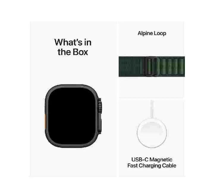 Apple Watch Ultra 2 GPS   Cellular, 49mm Black Titanium Case with Dark Green Alpine Loop – MX4T3 (L)