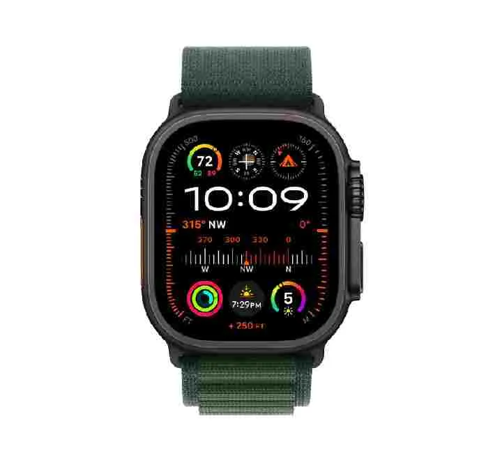 Apple Watch Ultra 2 GPS   Cellular, 49mm Black Titanium Case with Dark Green Alpine Loop – MX4T3 (L)