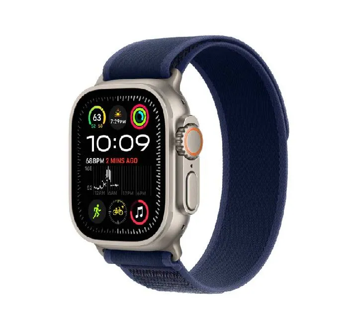 Apple Watch Ultra 2 GPS   Cellular, 49mm Natural Titanium Case with Blue Trail Loop – MX4L3 (M/L)