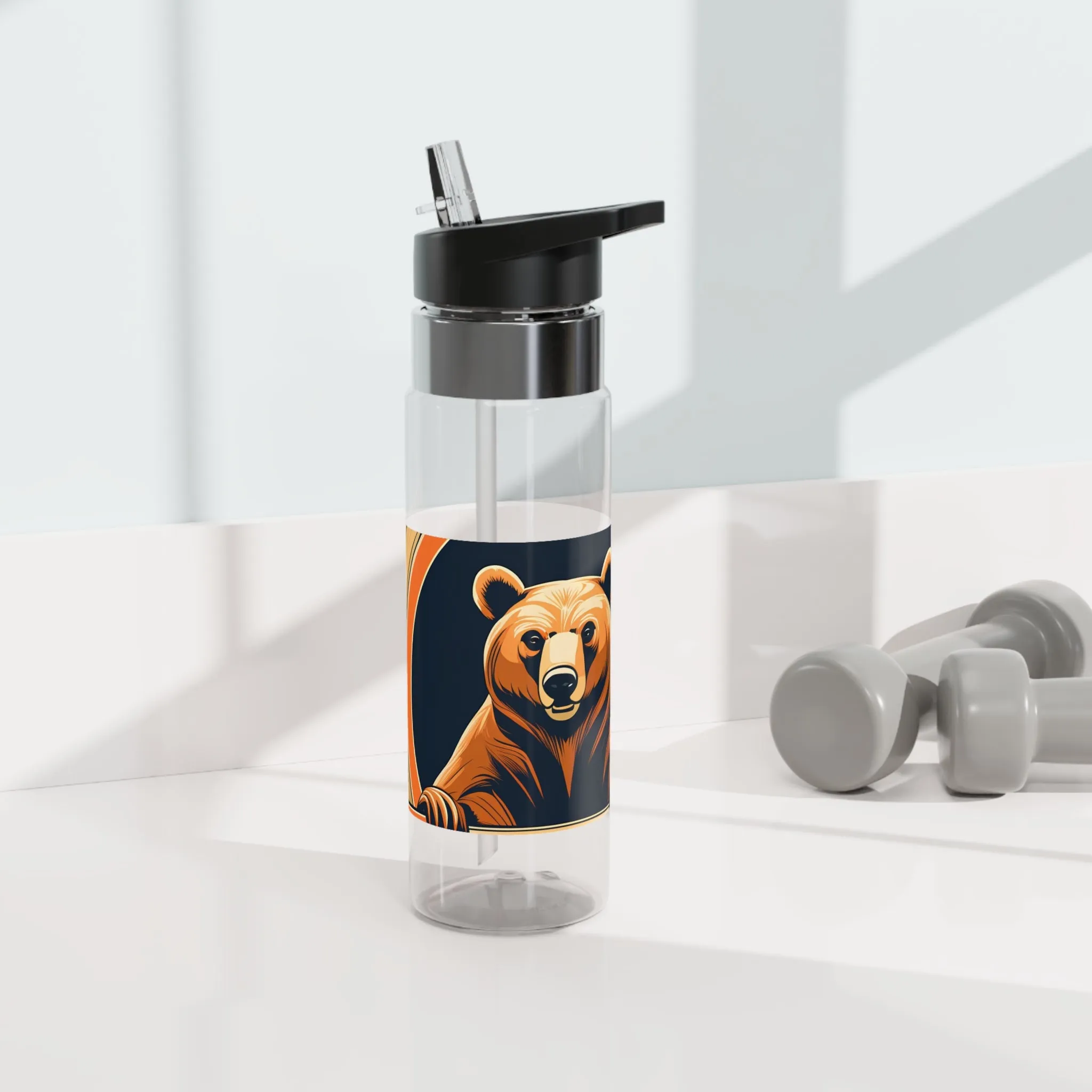 Art Deco Brown Bear, 20oz Sport Water Bottle, BPA-Free, Tritan™ plastic