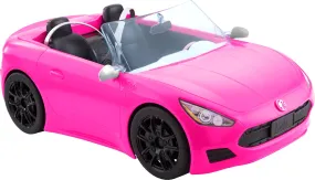 Barbie Pink Convertible Toy Car with Realistic Details and Rolling Wheels