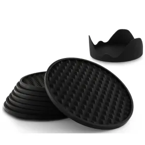 Barvivo Black Silicone Coasters - Set of 8 for Ultimate Surface Protection