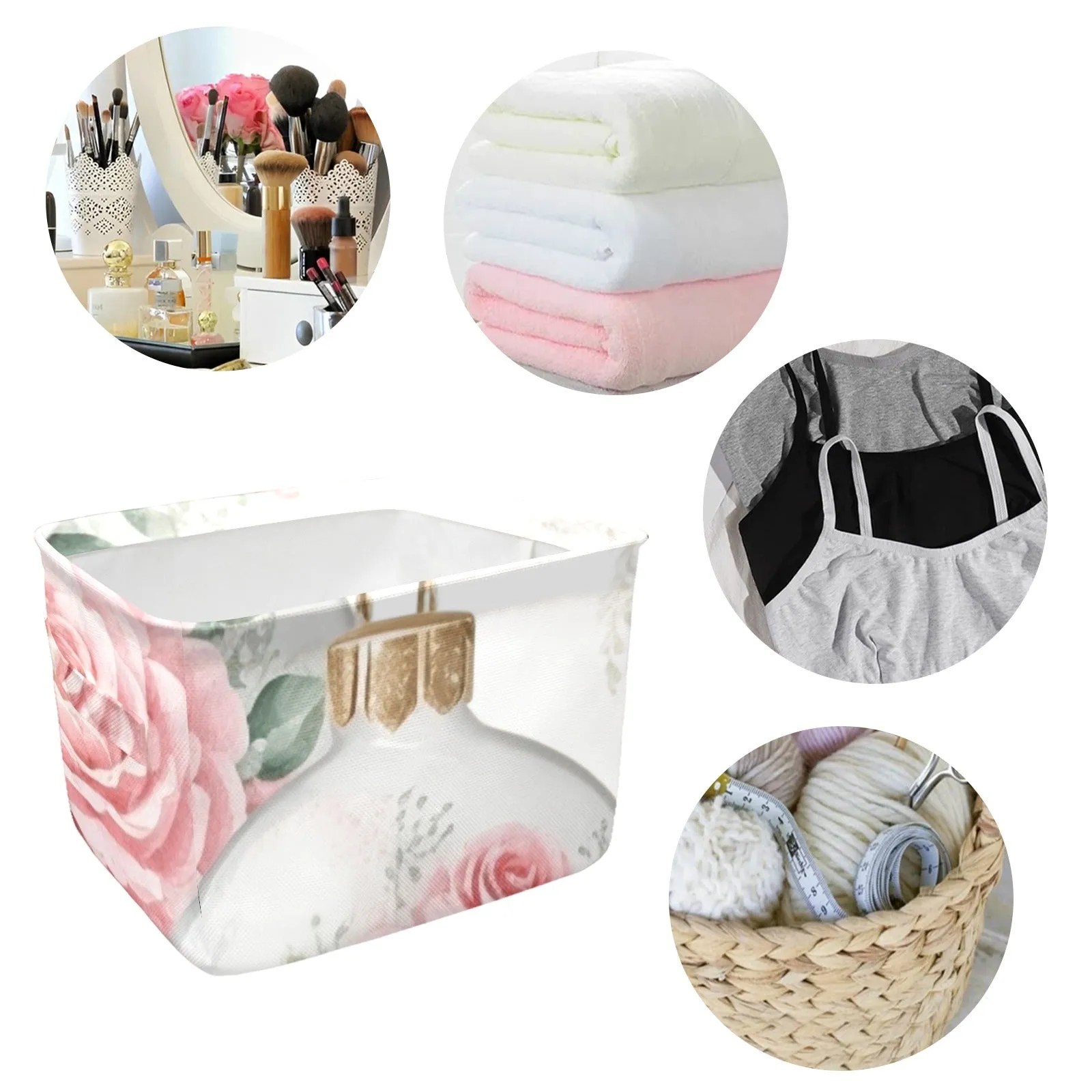 Baubles Roses Fabric Storage Basket