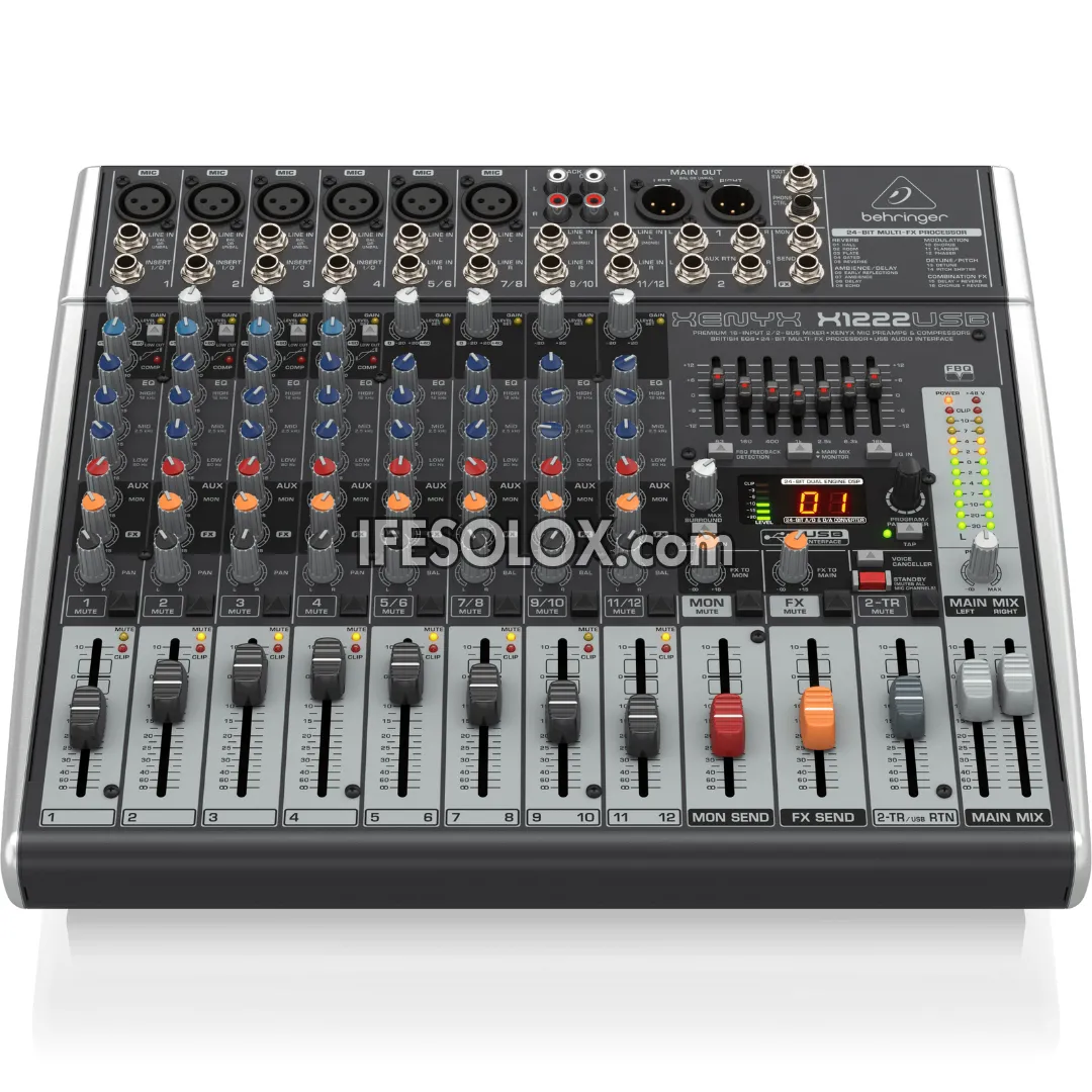 Behringer XENYX X1222USB 16-Input Mixer with XENYX Mic Preamps, Multi-FX Processors and USB Audio Interface - Brand New