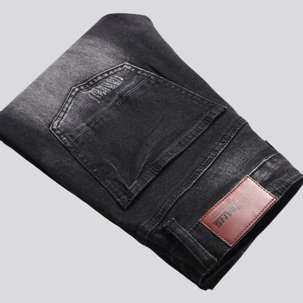 Biker men sanded jeans