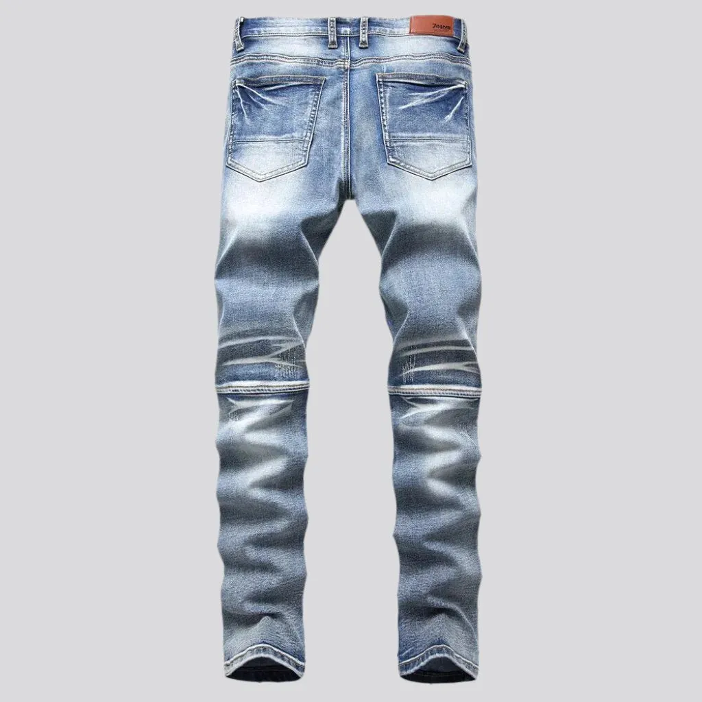 Biker men sanded jeans