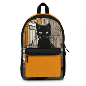 Black Cat in the City, Backpack with Computer Pocket and Padded Back