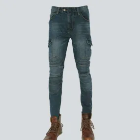 Bleached men biker jeans