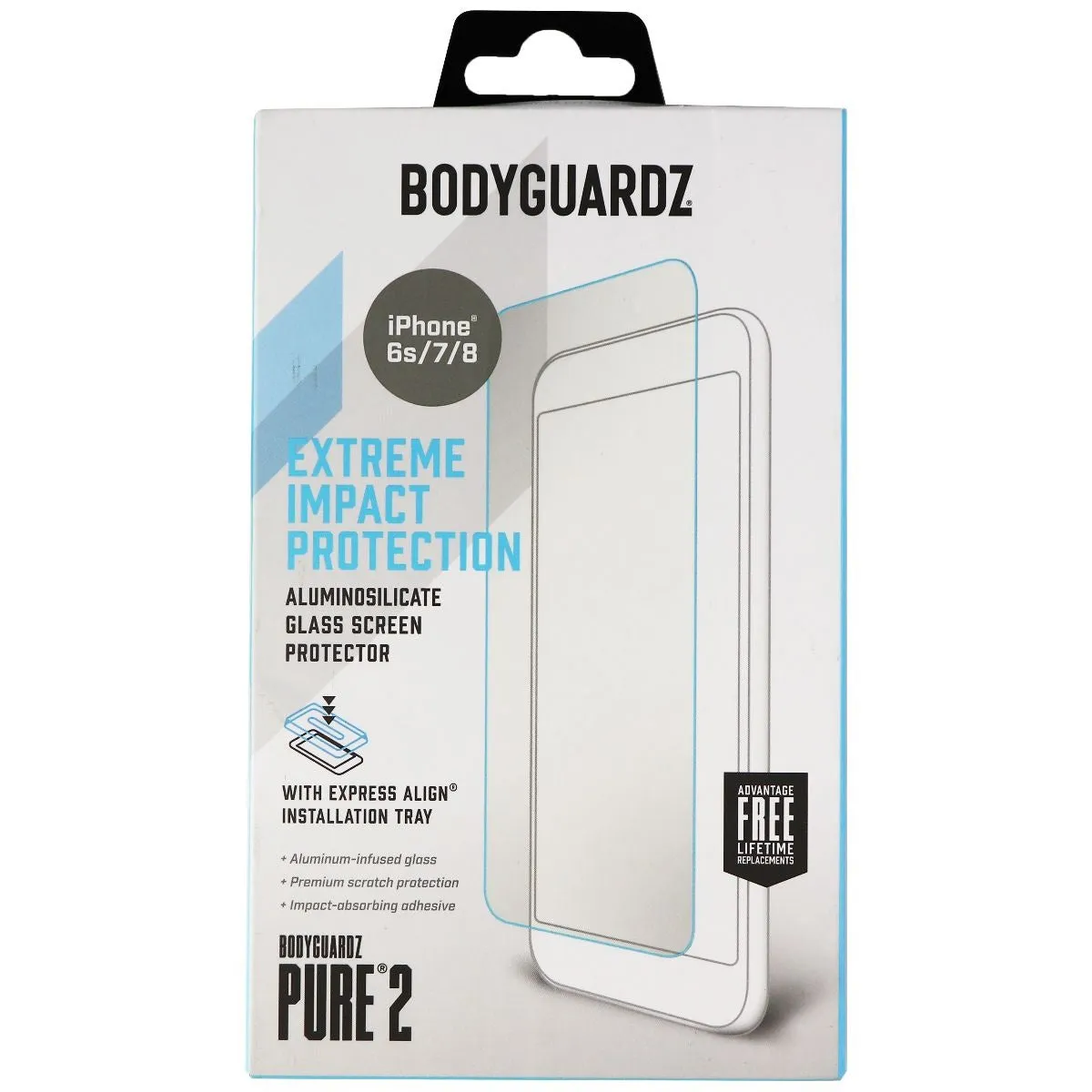 BodyGuardz Pure 2 Series Tempered Glass for iPhone 8/7/6s - Clear