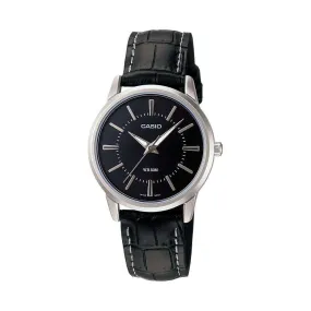 Casio LTP-1303L-1AVDF Black Leather Strap Watch for Women