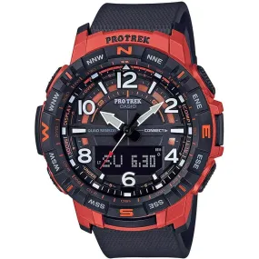 Casio Men's Bluetooth Watch - Pro Trek Red and Black Case Resin Strap | PRTB50-4