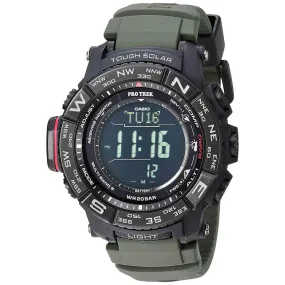 Casio Men's Quartz Watch - Pro Trek Digital Dial Green Silicone Strap | PRW3510Y-8