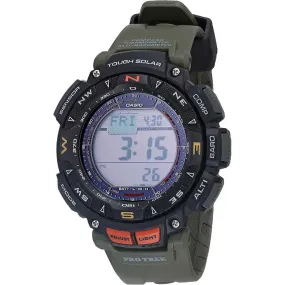 Casio Men's Quartz Watch - Protrek Alarm Digital Dial Green Resin Strap | PRG240-3