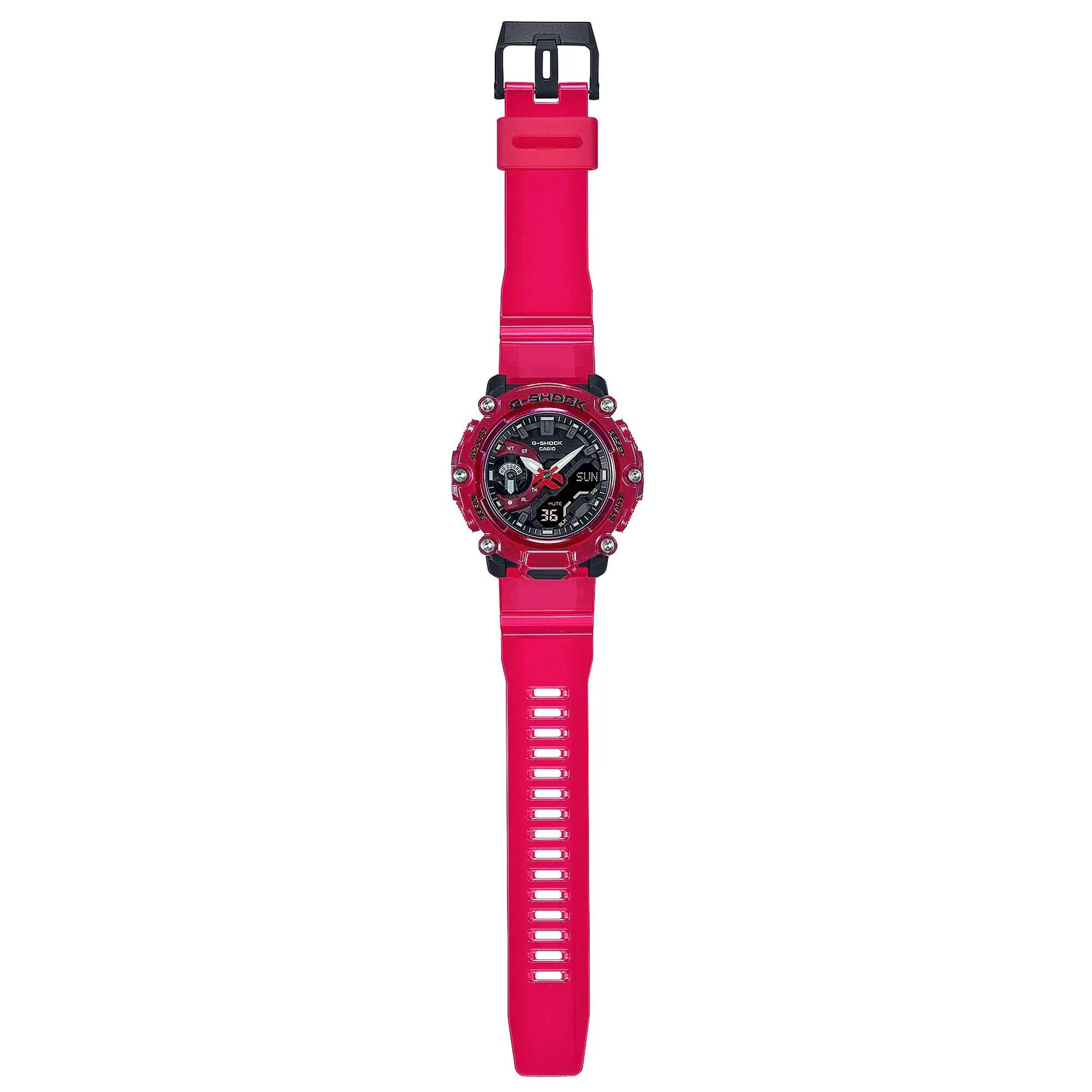 Casio Men's Watch - Sound Wave World Timer Analog Digital Red Strap | GA2200SKL-4A