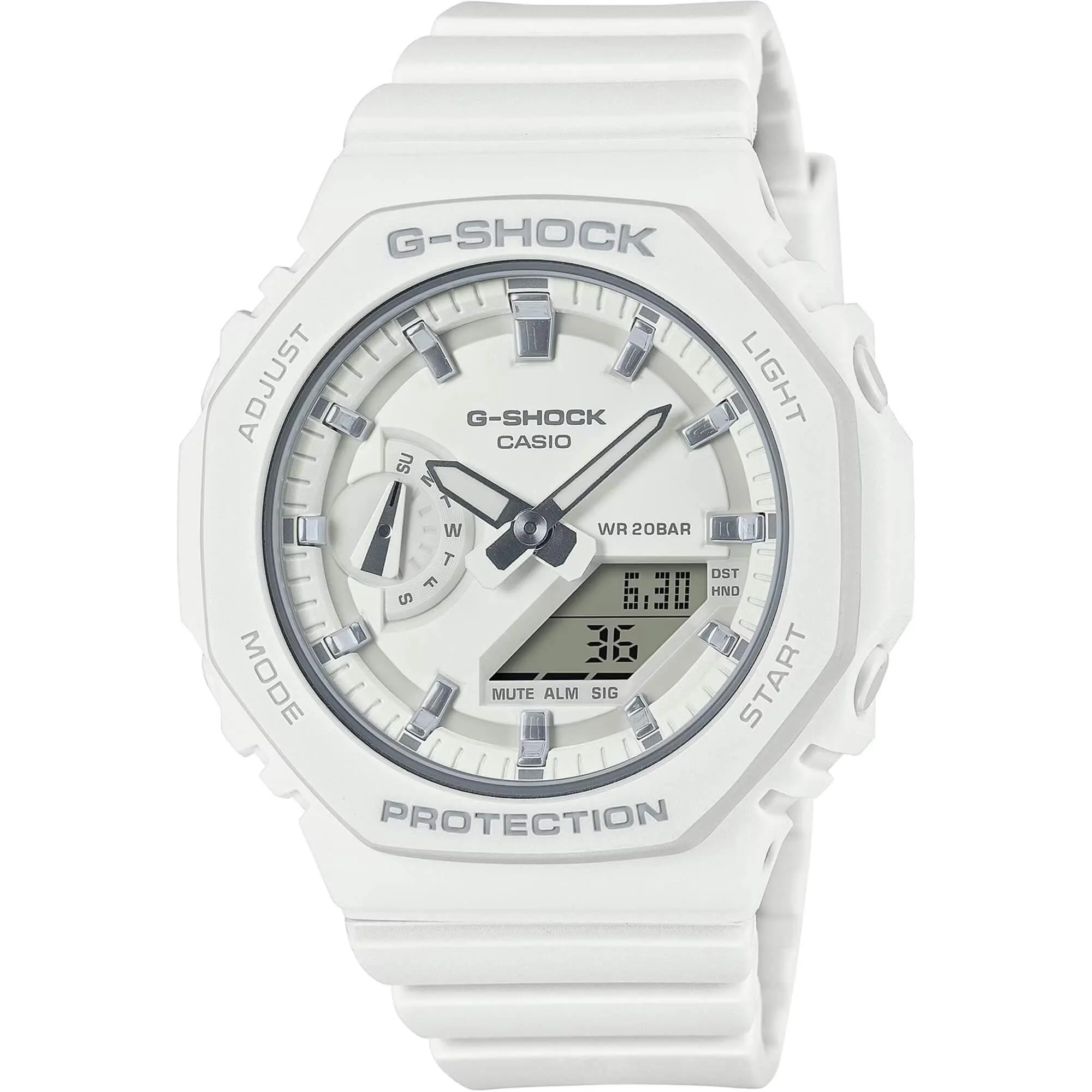 Casio Women's Watch - G-Shock Ana-Digi World Timer White Resin Strap | GMAS2100-7A