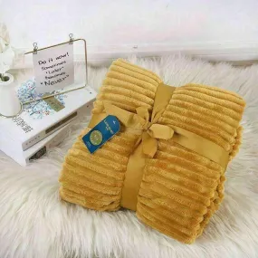 Chunky Ribbed Throw Blankets 200x240 100% Polyester - Cozy & Warm - Perfect Blankets for Bed, Sofa, Couch MUSTARD