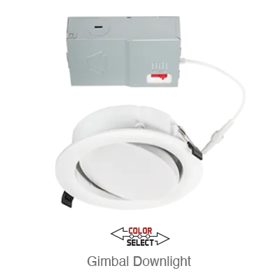 Circa 6 Inch LED Gimbal Down Light, 1,050 Lumens, 12W, 120V, CCT Selectable: 2700K/3000K/3500K/4000K/5000K