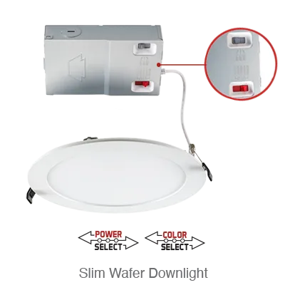 Circa 8 Inch LED Round Wafer Down Light, 1,960 Lumens, 23W, 120V, CCT Selectable: 2700K/3000K/3500K/4000K/5000K