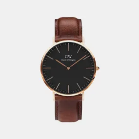 Classic Men's Black Analog Leather Watch DW00100124K