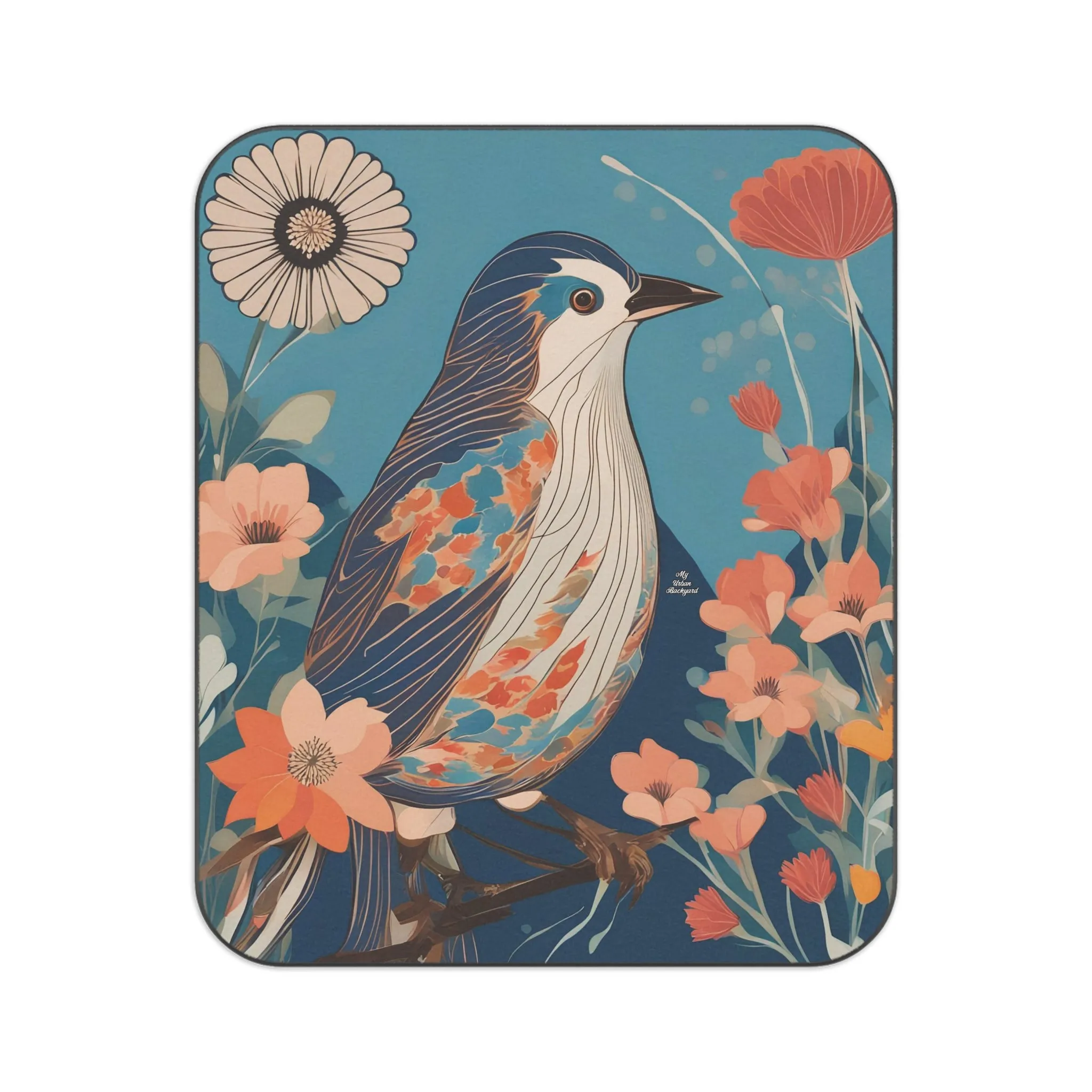 Colorful Bird, Outdoor Picnic Blanket with Soft Fleece Top, Water-Resistant Bottom, 51" × 61"