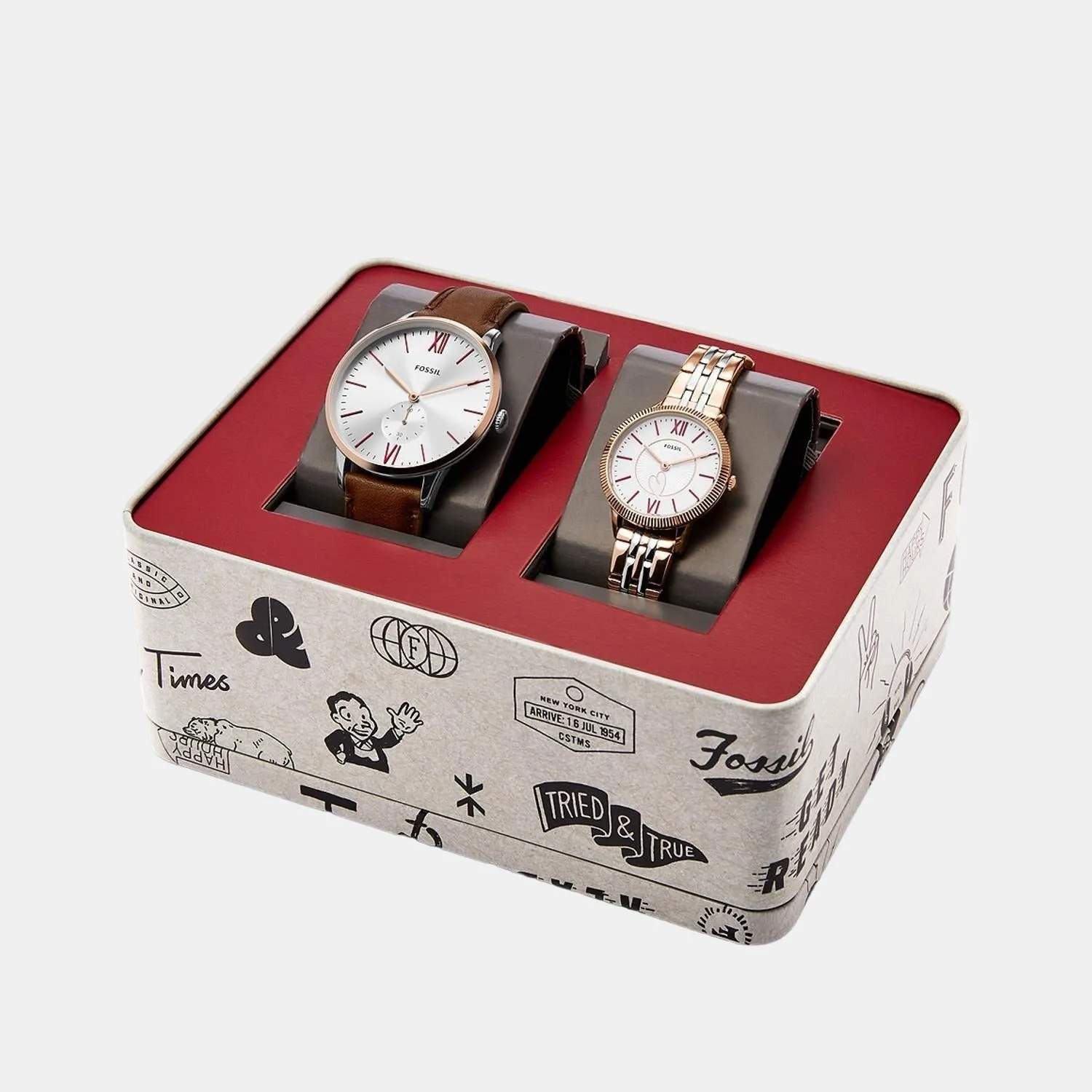 Couple White Analog Stainless Steel Watch ES5176SET