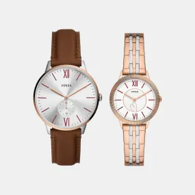 Couple White Analog Stainless Steel Watch ES5176SET