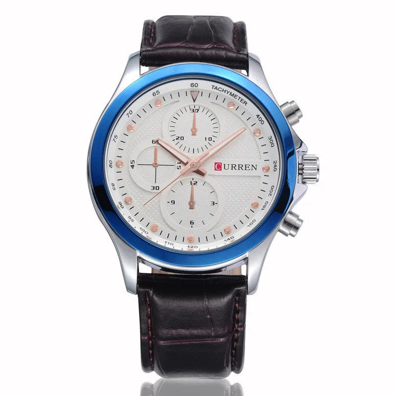 Curren Brand Fashion Quartz Watch Genuine Leather Band Analog Display 4 Colors Men Watch