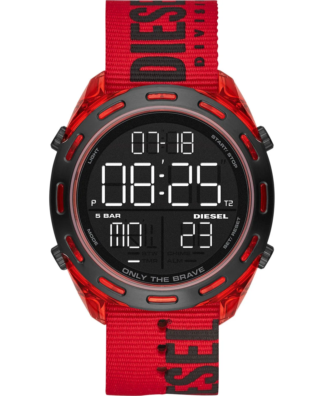 Diesel DZ1916 Digital Crusher Red Nylon Strap Watch 46mm Men Watches Lexor Miami