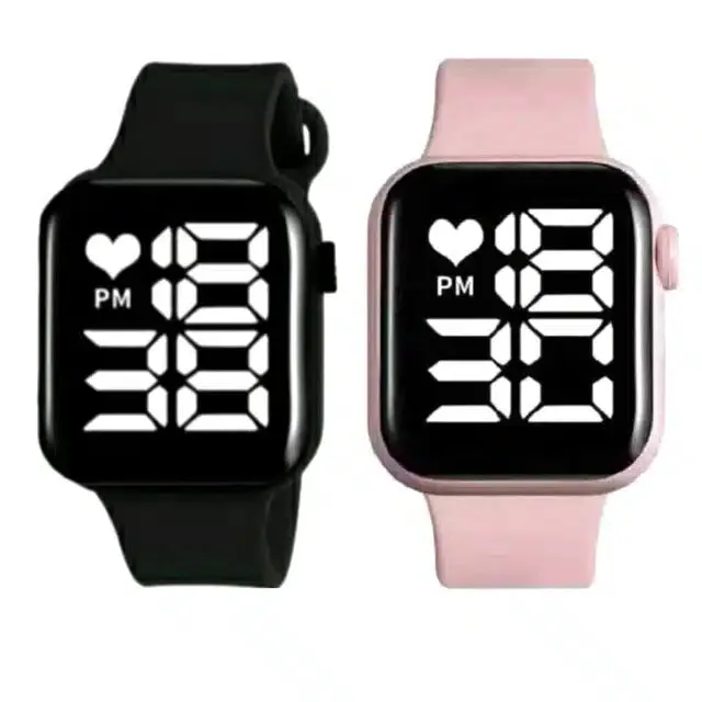 Digital Watch for Kids (Pack of 2, Black & Pink)