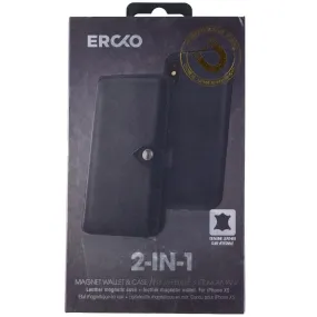 Ercko 2-in-1 Magnet Wallet Leather Case for Apple iPhone Xs - Black