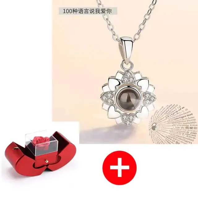 Eternal Flower Box with Necklace & Message