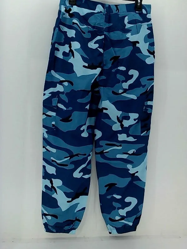 Fei Xiong Women's Camo Blue Zipper Pants Large