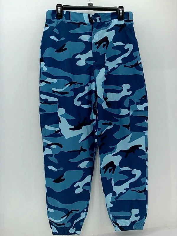 Fei Xiong Women's Camo Blue Zipper Pants Large