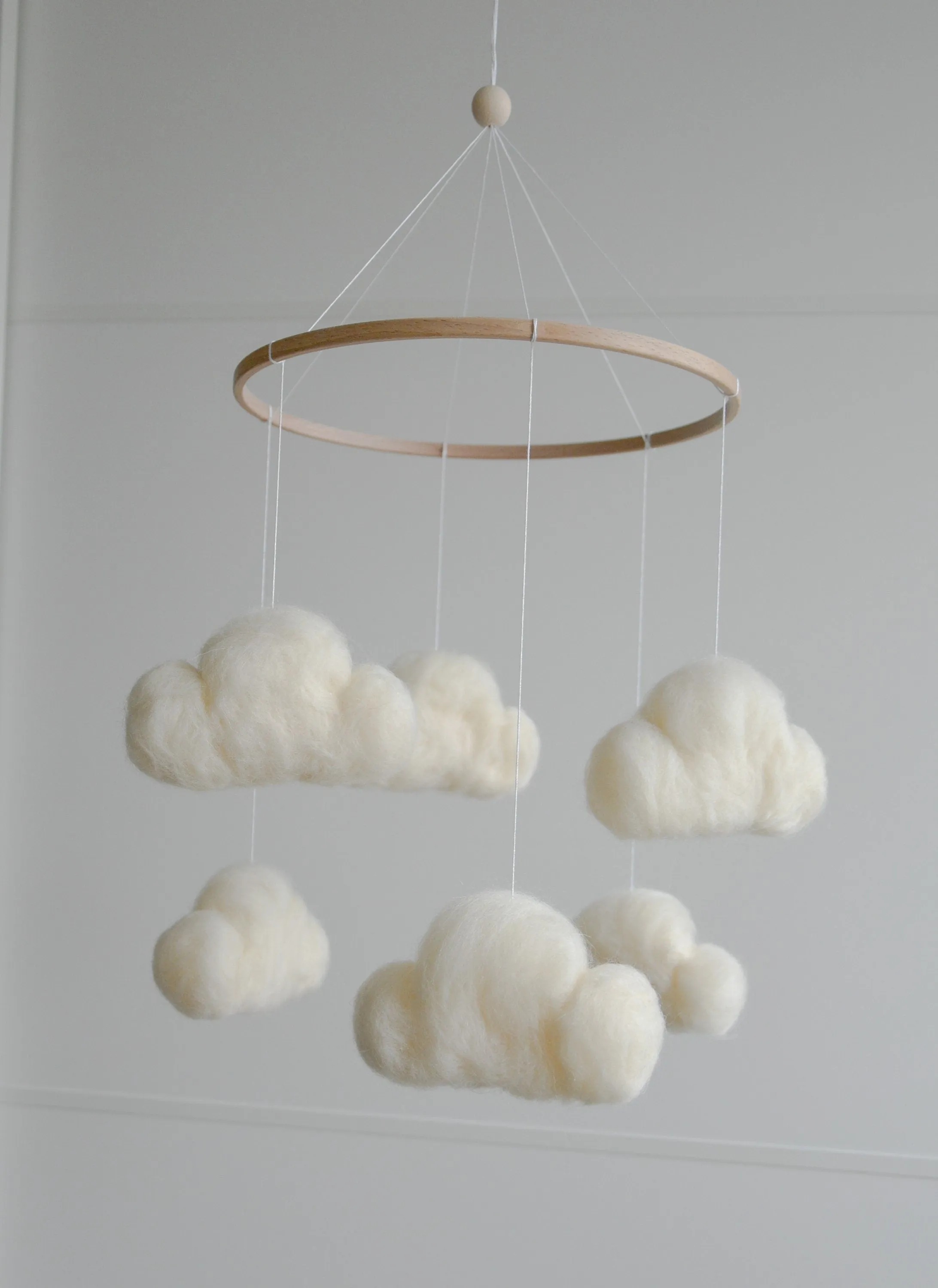 Felted cloud mobile