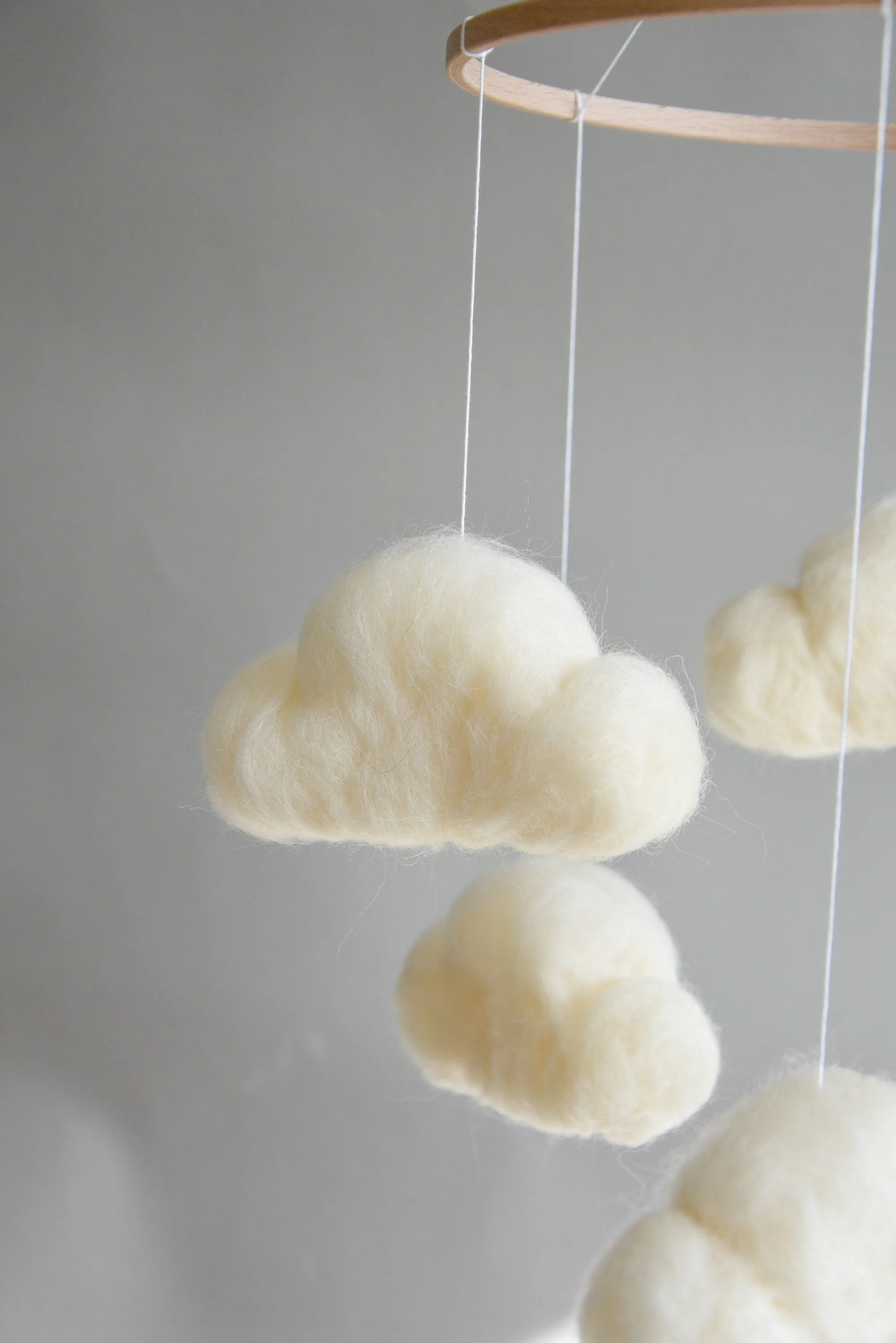 Felted cloud mobile