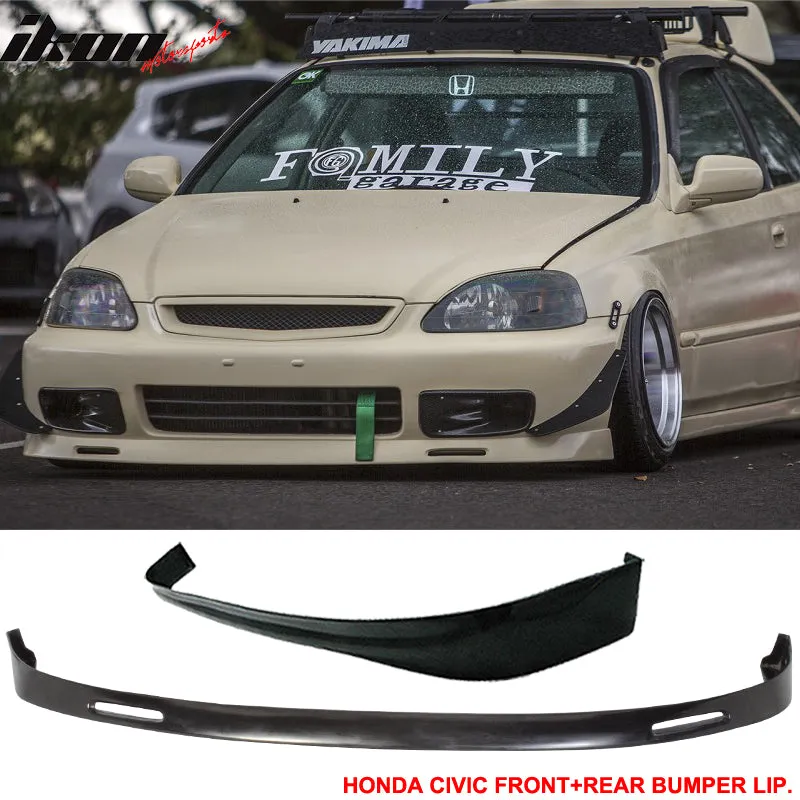 Fits Civic EK 99-00 3Dr BYS Sport Front   Rear Bumper Lip Spoiler PU